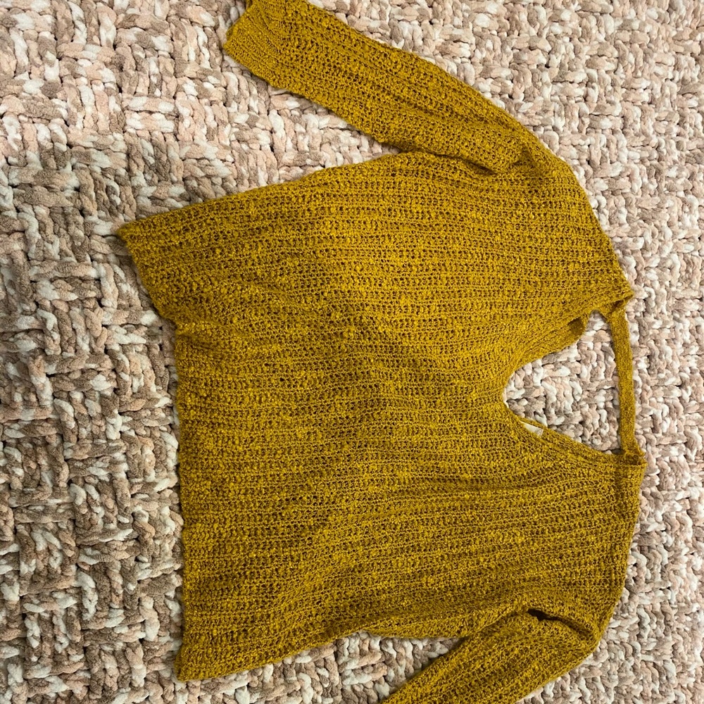 Mustard knit, back knot, sweater